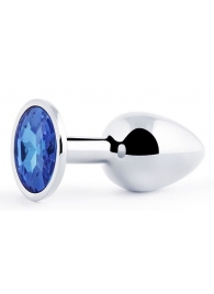 Анальное украшение BUTT PLUG  Small с синим кристаллом - 7 см. - Anal Jewelry Plug - купить с доставкой в Ноябрьске