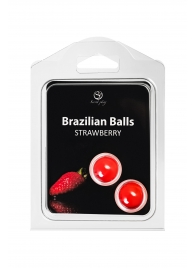 Набор из 2 шариков с массажным маслом Brazilian Balls с ароматом клубники - Secret Play - купить с доставкой в Ноябрьске