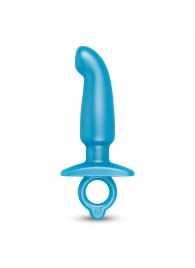 Голубая анальная пробка для массажа простаты Hither Silicone Prostate Plug - 14,3 см. - b-Vibe - в Ноябрьске купить с доставкой