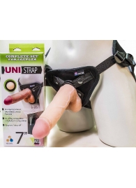 Страпон-унисекс с двумя насадками UNI strap 7  Harness - 19 и 16 см. - LOVETOY (А-Полимер) - купить с доставкой в Ноябрьске