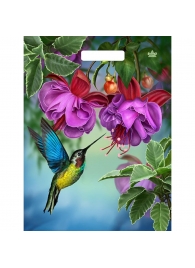 Пакет с принтом в виде колибри в цветах с вырубной ручкой (31х40 см) - Сима-Ленд - купить с доставкой в Ноябрьске