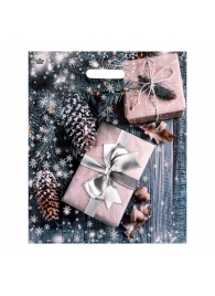 Новогодний пакет с принтом в виде подарков и вырубной ручкой (45х38 см) - Сима-Ленд - купить с доставкой в Ноябрьске