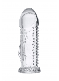 Прозрачная насадка на пенис с шипиками и коготком - 13,5 см. - A-toys - в Ноябрьске купить с доставкой