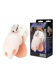 Белая клетка для пениса Silicone Small 2 in Cock Cage With Ball Divider - BlueLine - купить с доставкой в Ноябрьске