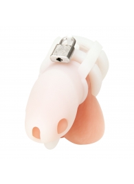 Белая клетка для пениса Silicone Small 2 in Cock Cage With Ball Divider - BlueLine - купить с доставкой в Ноябрьске