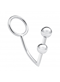 Кольцо на пенис с анальным стимулятором Two Bead Stainless Steel Anal Hook   Cock Ring - BlueLine - в Ноябрьске купить с доставкой
