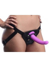 Лиловый поясной страпон Navigator Silicone G-Spot Dildo with Harness - 17,8 см. - XR Brands - купить с доставкой в Ноябрьске
