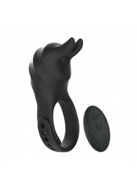 Черное эрекционное кольцо Usagi с ушками и пультом ДУ - BeYourLover - в Ноябрьске купить с доставкой