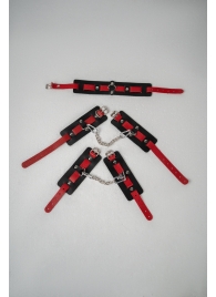 Черно-красный набор фиксаций: наручники, оковы и ошейник - Crazy Handmade - купить с доставкой в Ноябрьске