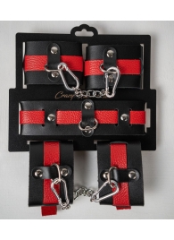 Черно-красный набор фиксаций: наручники, оковы и ошейник - Crazy Handmade - купить с доставкой в Ноябрьске