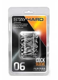 Прозрачная насадка с объёмными чёрточками STAY HARD COCK SLEEVE 06 CLEAR - Blush Novelties - в Ноябрьске купить с доставкой