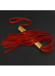 Красная велюровая плеть с деревянной рукоятью - 44 см. - Sitabella - купить с доставкой в Ноябрьске