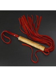 Красная велюровая плеть с деревянной рукоятью - 44 см. - Sitabella - купить с доставкой в Ноябрьске