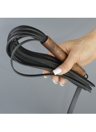 Черная кожаная плеть с деревянной рукоятью - 44 см. - Sitabella - купить с доставкой в Ноябрьске