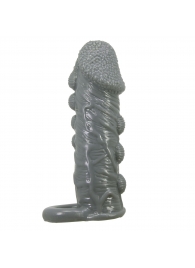 Серая насадка Jaylen с подхватом мошонки и наростами - 14 см. - Baile - в Ноябрьске купить с доставкой