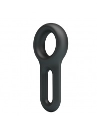Черное эрекционное кольцо Oniel с петлёй для мошонки - Baile - в Ноябрьске купить с доставкой