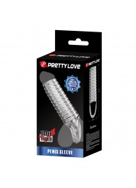 Прозрачная насадка на пенис с ребрышками и подхватом мошонки - Baile - в Ноябрьске купить с доставкой