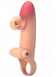 Телесная вибронасадка на пенис с подхватом мошонки - 20 см. - Baile - в Ноябрьске купить с доставкой