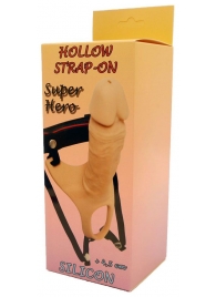 Телесный полый страпон на ремешках - 16,5 см. - Boys of Toys - купить с доставкой в Ноябрьске