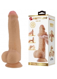 Телесный фаллоимитатор с подвижной кожей Draco - 23,3 см. - Baile