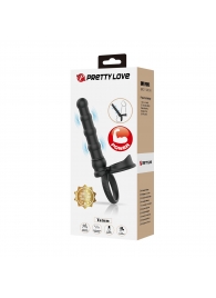 Черная насадка на член для двойного проникновения Tatum с вибрацией - Baile - купить с доставкой в Ноябрьске