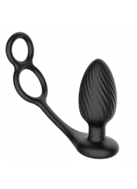 Черная анальная вибровтулка Tornado with Cock   Ball Rings с эрекционными кольцами - Nexus Range