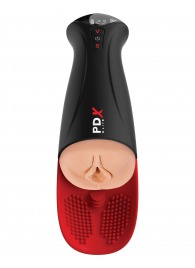 Телесный мастурбатор-вагина в черной колбе с вибрацией Fuck-O-Matic Pro XL - Pipedream - в Ноябрьске купить с доставкой