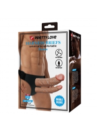 Темно-бежевый фаллопротез для двойного проникновения - 17,5 см. - Baile - купить с доставкой в Ноябрьске