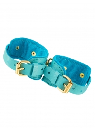 Голубые двуслойные кожаные оковы - Pecado - купить с доставкой в Ноябрьске