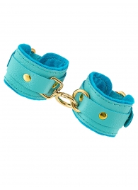 Голубые двуслойные кожаные наручники-браслеты - Pecado - купить с доставкой в Ноябрьске