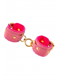 Розовые двуслойные кожаные наручники-браслеты - Pecado - купить с доставкой в Ноябрьске