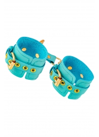 Голубые однослойные кожаные наручники - Pecado - купить с доставкой в Ноябрьске