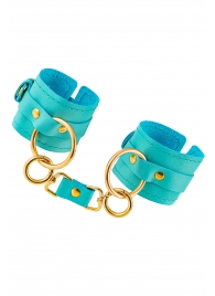 Голубые однослойные кожаные наручники - Pecado - купить с доставкой в Ноябрьске