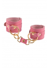 Розовые однослойные кожаные наручники - Pecado - купить с доставкой в Ноябрьске