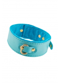 Голубой двуслойный кожаный ошейник с подкладкой из фетра - Pecado - купить с доставкой в Ноябрьске