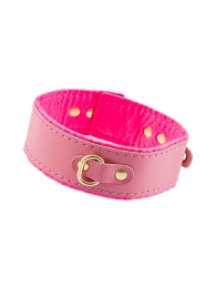 Розовый двуслойный кожаный ошейник с подкладкой из фетра - Pecado - купить с доставкой в Ноябрьске