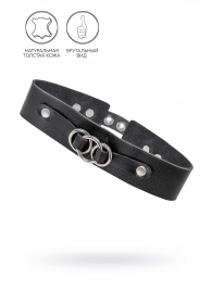 Черный чокер-ошейник со связанными кольцами на подложке - Pecado - купить с доставкой в Ноябрьске