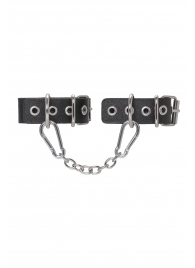 Черные кожаные наручники-браслеты из одного ремешка с люверсами - Pecado - купить с доставкой в Ноябрьске