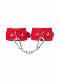 Красные кожаные наручники-браслеты со скруглёнными углами - Pecado - купить с доставкой в Ноябрьске