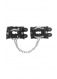 Черные кожаные наручники-браслеты из двух ремешков - Pecado - купить с доставкой в Ноябрьске