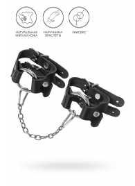 Черные кожаные наручники-браслеты из двух ремешков - Pecado - купить с доставкой в Ноябрьске