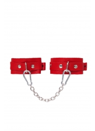 Красные кожаные узкие оковы со скруглёнными углами - Pecado - купить с доставкой в Ноябрьске