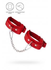Красные кожаные узкие оковы со скруглёнными углами - Pecado - купить с доставкой в Ноябрьске