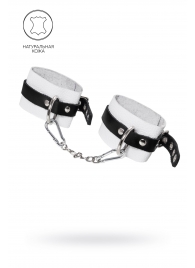 Бело-черные мягкие оковы с одним ремешком и люверсами - Pecado - купить с доставкой в Ноябрьске