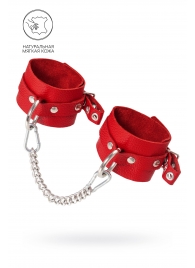 Красные мягкие кожаные оковы с люверсами - Pecado - купить с доставкой в Ноябрьске