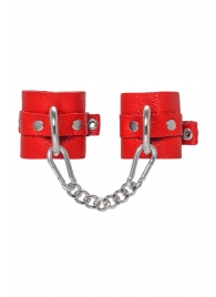 Красные мягкие кожаные наручники с люверсами - Pecado - купить с доставкой в Ноябрьске