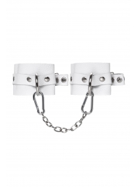 Белые мягкие кожаные наручники с люверсами - Pecado - купить с доставкой в Ноябрьске