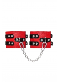 Красно-черные мягкие оковы с двумя ремешками с люверсами - Pecado - купить с доставкой в Ноябрьске