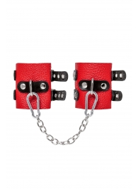 Красно-черные мягкие наручники с двумя ремешками с люверсами - Pecado - купить с доставкой в Ноябрьске