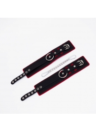 Черно-красные оковы с красной строчкой Sex - Crazy Handmade - купить с доставкой в Ноябрьске